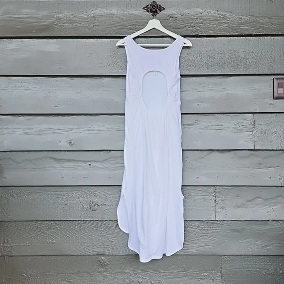 LULULEMON Pima Cotton Open-Back Midi Dress White sz 10 NEW Women's